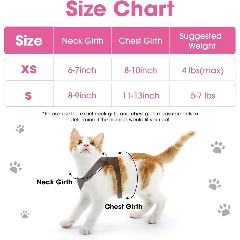 NCMAMA Cat Vest Harness and Leash Set, Escape Proof Kitten Harness Pink S